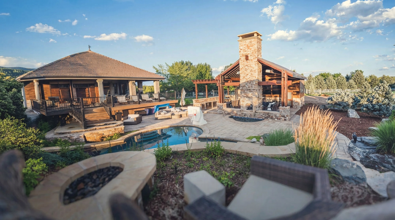 Custom outdoor living space built by G2 Construction