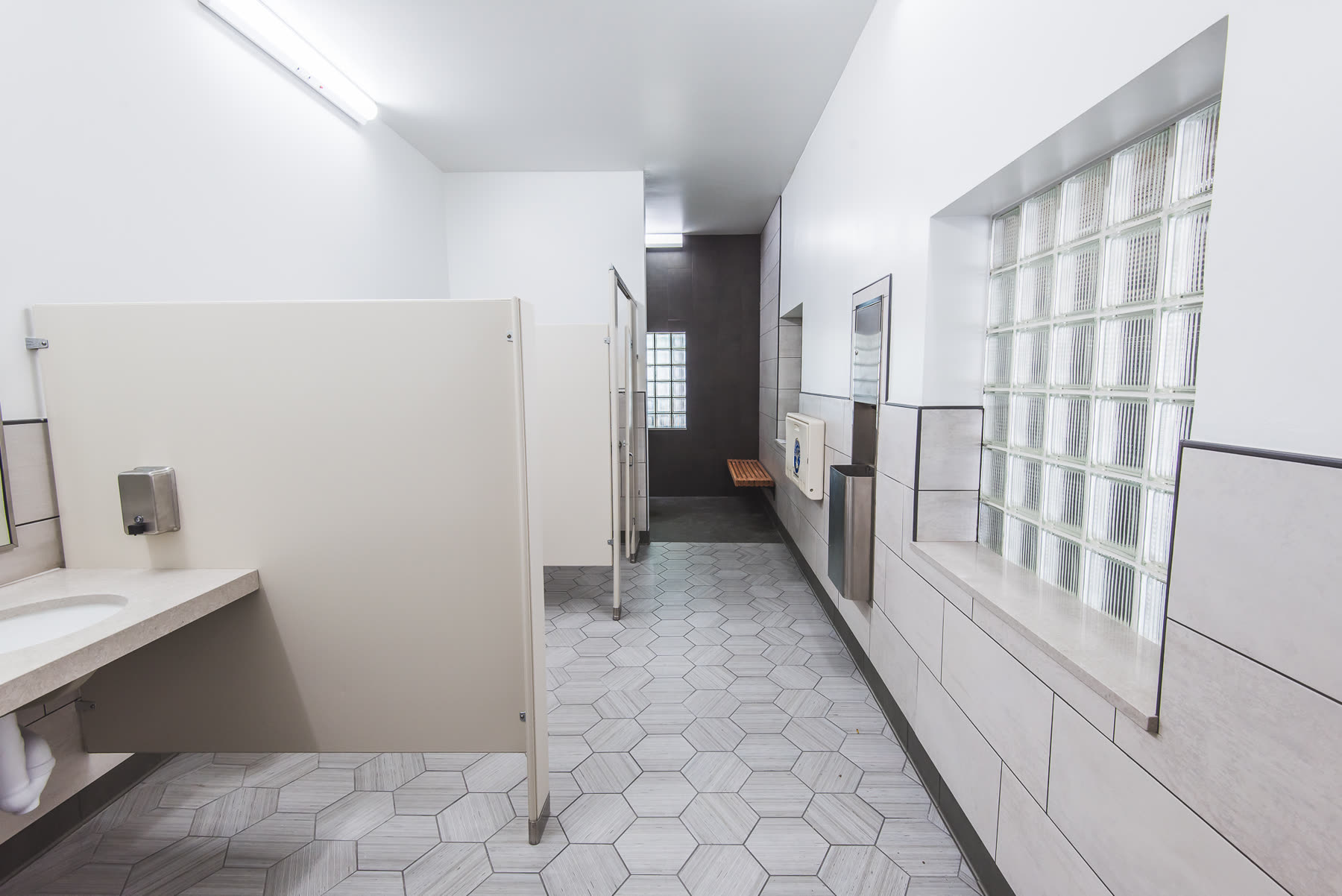 Community amenity restroom building constructed for a residential development